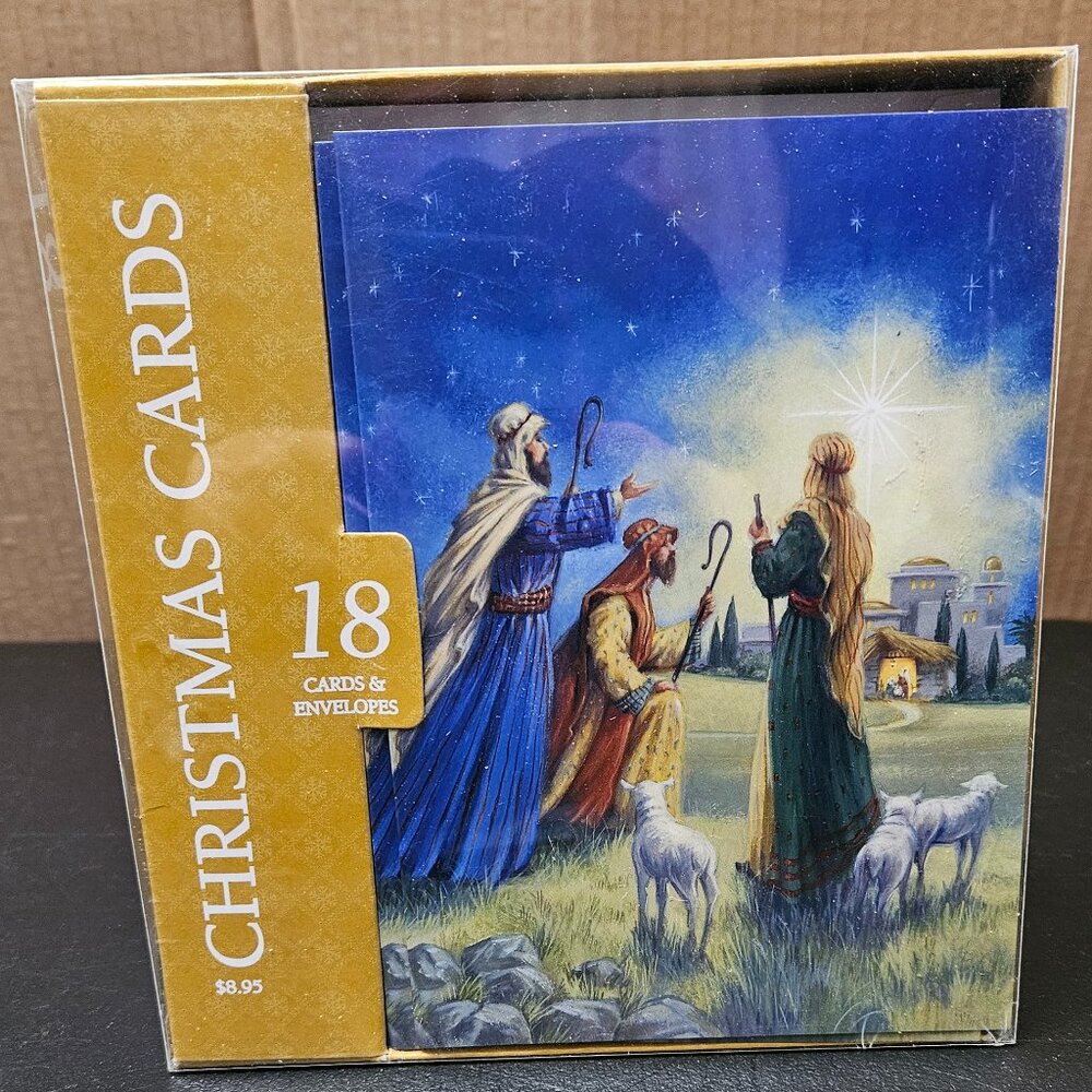 Paper Images Christmas Cards 18 Cards & Envelopes Shepherds & Star Of Bethlehem